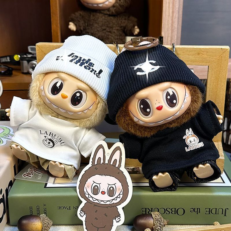 LABUBU17cm vinyl macaron labubu baby clothes first generation second generation blind box labubu change big name