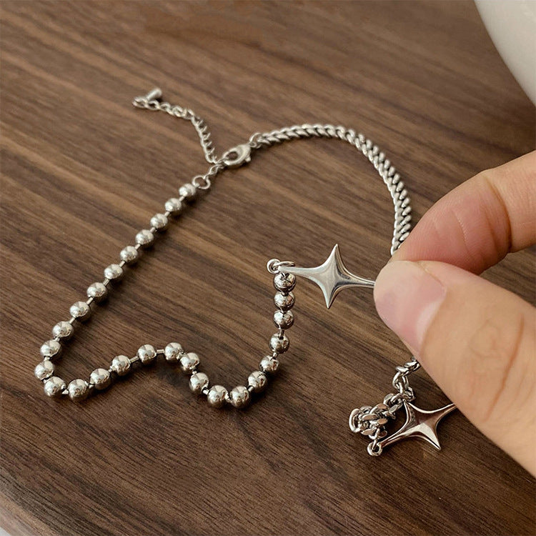 Minimalist Cold Style Stainless Steel Star Chain Necklace for Women Korean Simple Personality Versatile Elegant Choker Collarbone Chain