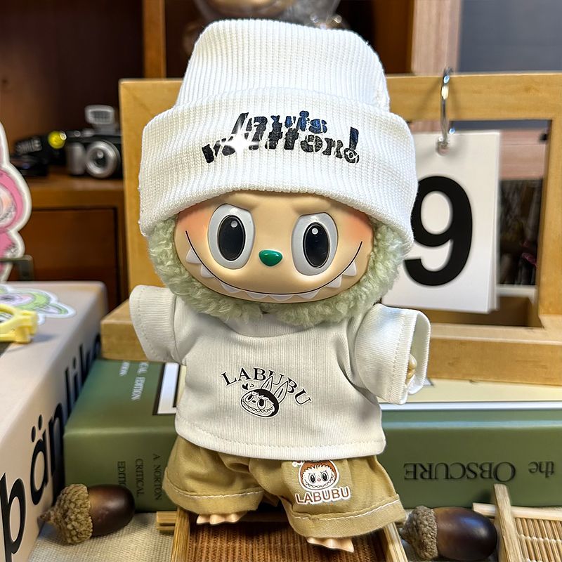 LABUBU17cm vinyl macaron labubu baby clothes first generation second generation blind box labubu change big name