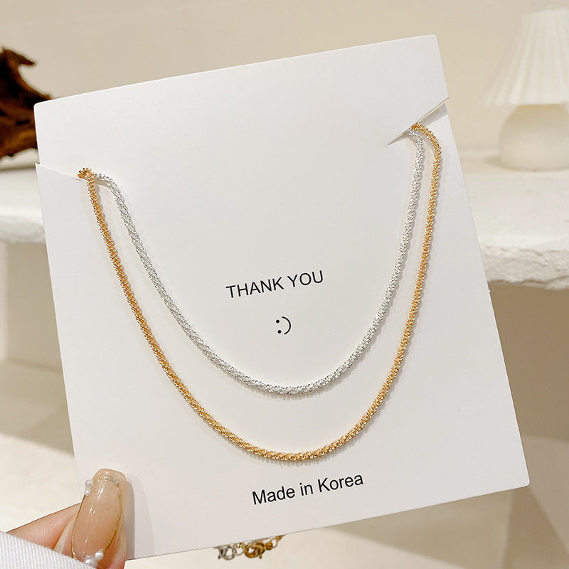 Sparkling Naked Chain Plain Ring Necklace