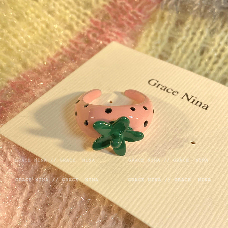 Mori color enamel drop glaze star love ring female niche design open planet index finger ring sweet ring