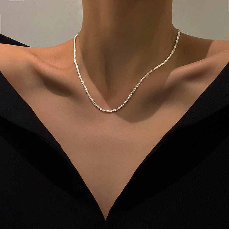 Sparkling Naked Chain Plain Ring Necklace
