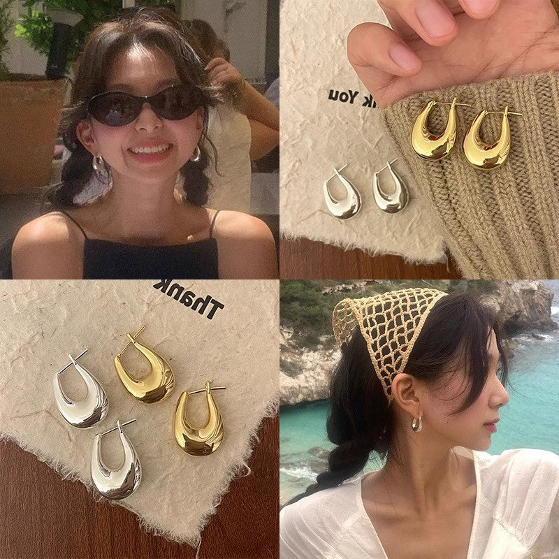 Classic Versatile Drop Pendant Hoop Earrings