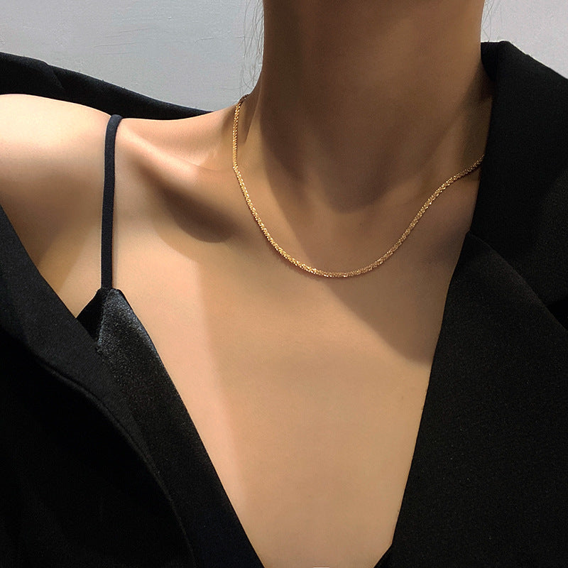 Sparkling Naked Chain Plain Ring Necklace