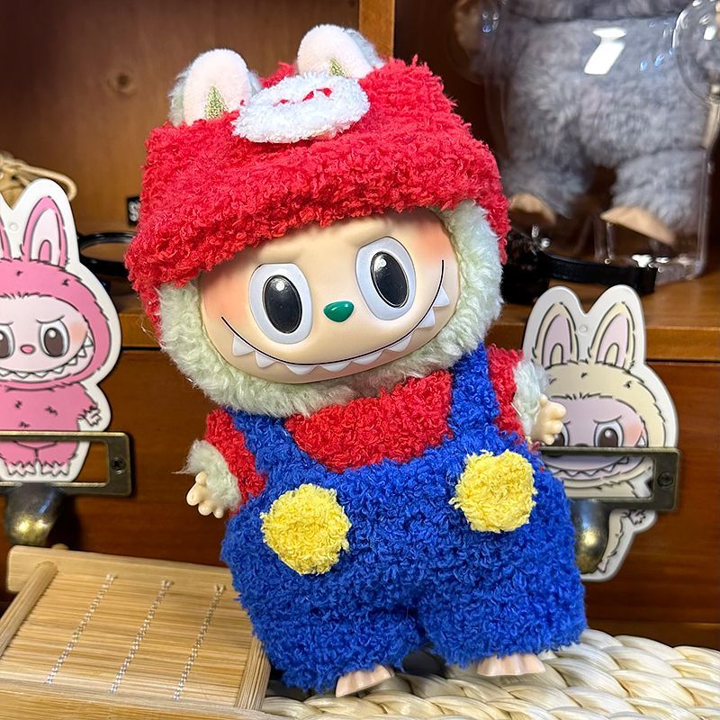 Labubu Clothes Vinyl Macaron Doll One and Two Generations Pendant Sit Party Mario Labubu Baby Clothes
