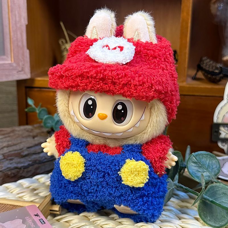 Labubu Clothes Vinyl Macaron Doll One and Two Generations Pendant Sit Party Mario Labubu Baby Clothes