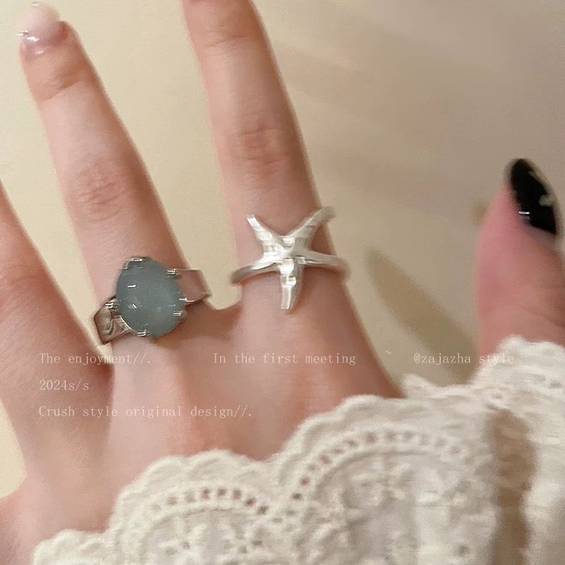 Holiday Wind Starfish Open Ring Women's Summer Niche Versatile Index Finger Ring Fashion Personality Design Adjustable Ring
