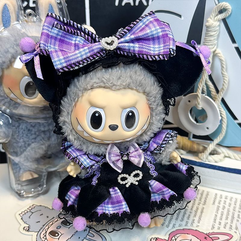 Labubuwa Cloakery Lomi Suit First and Second Generation Sitting Party 17cm Vinyl Plush Doll Clothes Skirt