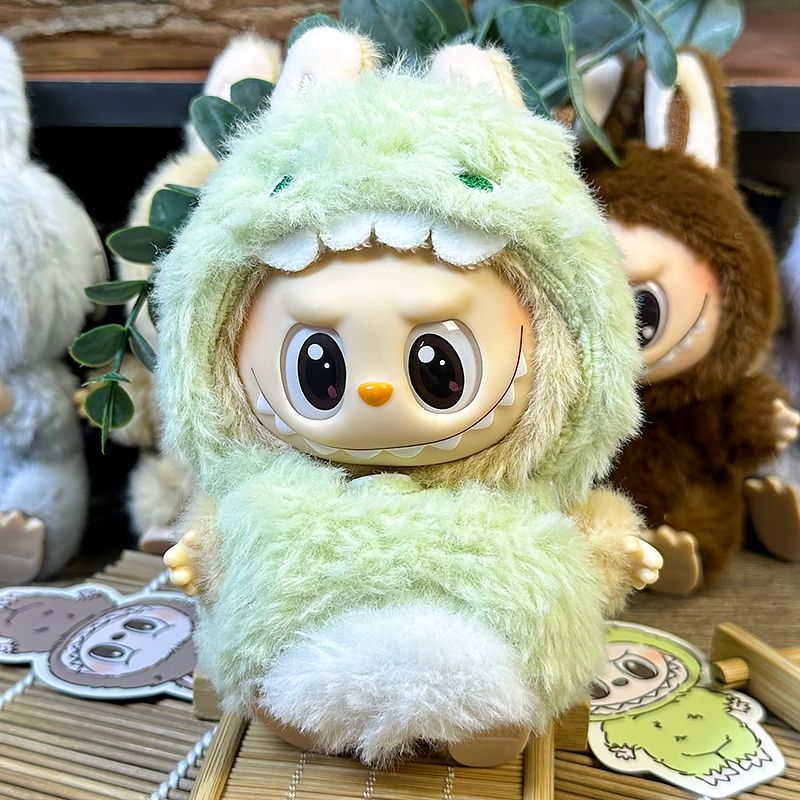 Labubu vinyl clothes plush doll Labubu blind box POP MART 17cm pendant dinosaur set baby clothes