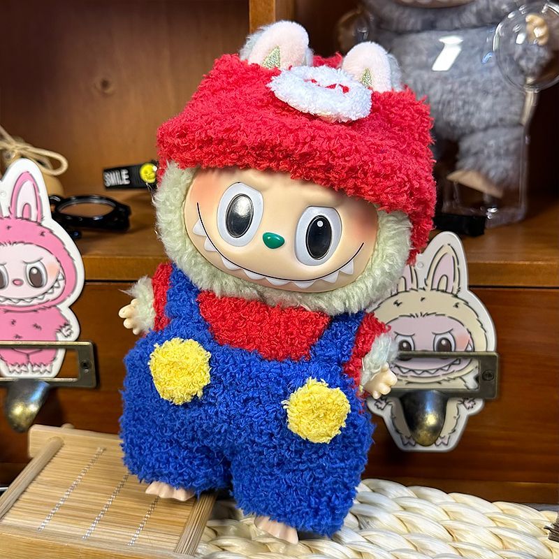 Labubu Clothes Vinyl Macaron Doll One and Two Generations Pendant Sit Party Mario Labubu Baby Clothes