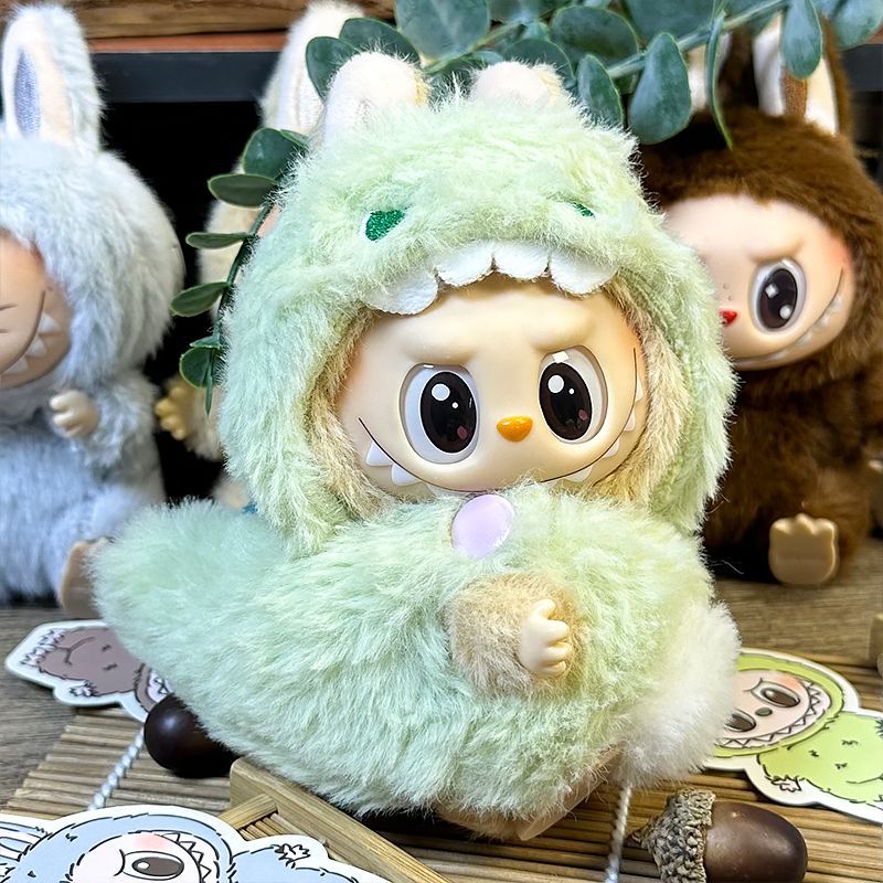 Labubu vinyl clothes plush doll Labubu blind box POP MART 17cm pendant dinosaur set baby clothes