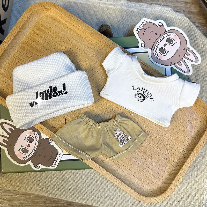 LABUBU17cm vinyl macaron labubu baby clothes first generation second generation blind box labubu change big name