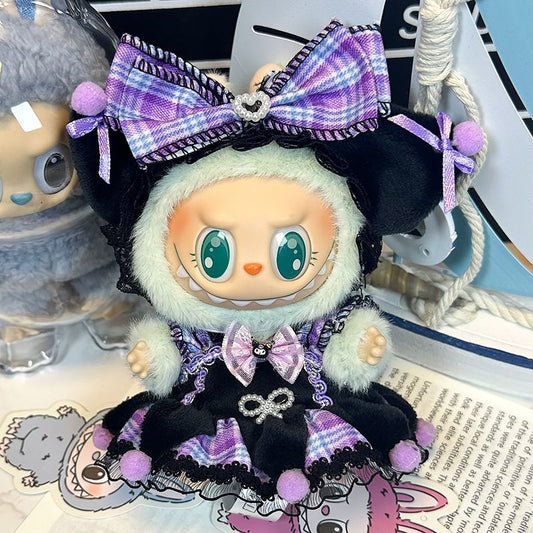 Labubuwa Cloakery Lomi Suit First and Second Generation Sitting Party 17cm Vinyl Plush Doll Clothes Skirt
