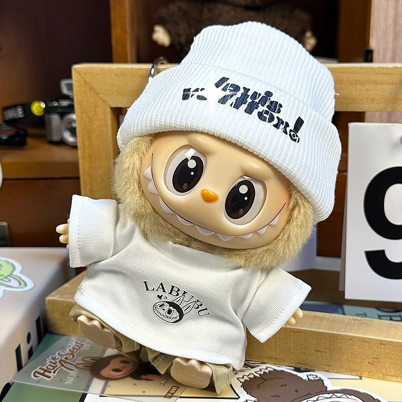 LABUBU17cm vinyl macaron labubu baby clothes first generation second generation blind box labubu change big name
