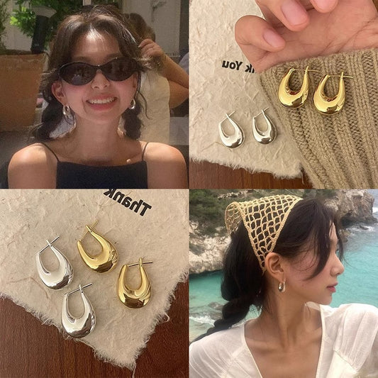 Classic Versatile Drop Pendant Hoop Earrings