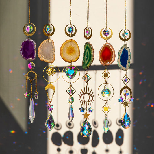 Suncatcher Rough Stone Agate Lighting Pendant Crystal Suncatcher Prism Ball Decoration Rainbow Manufacturing