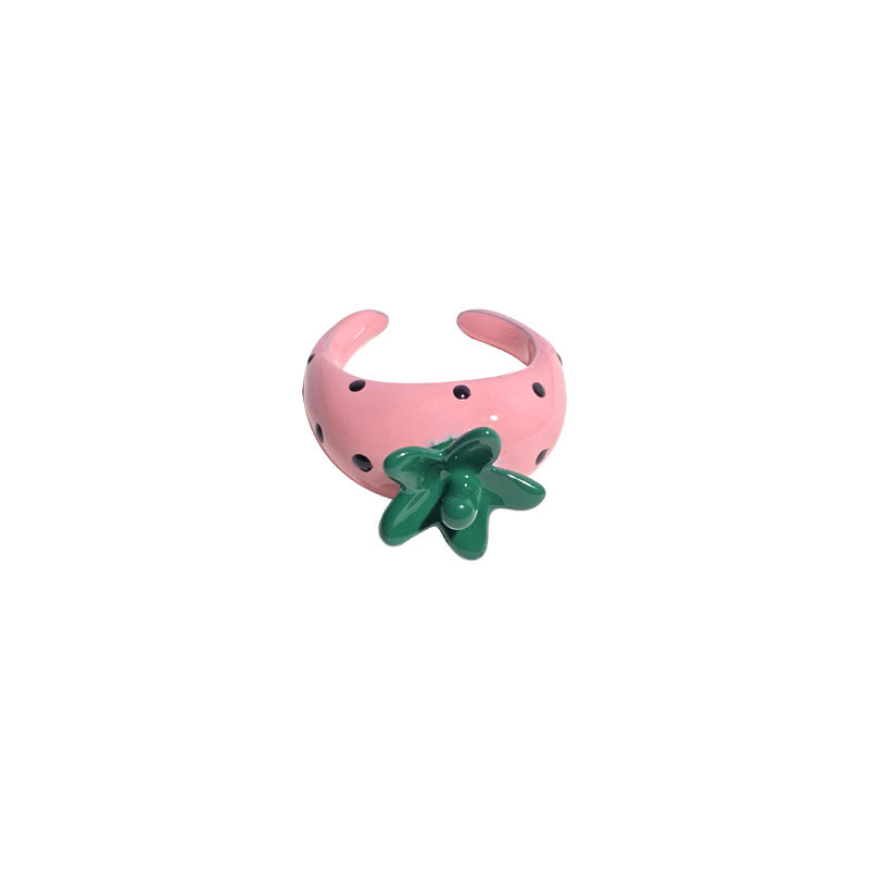 Mori color enamel drop glaze star love ring female niche design open planet index finger ring sweet ring