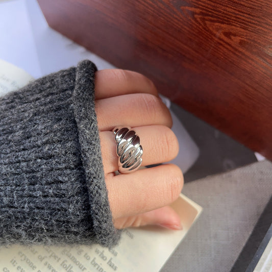 Brass real gold electroplated twill personalized design niche metal ring