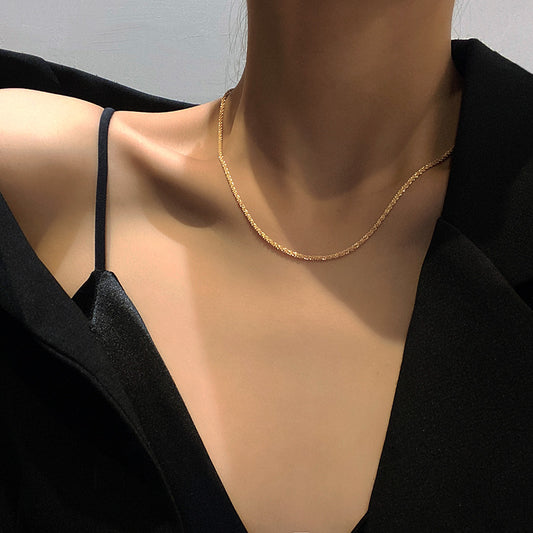 Sparkling Naked Chain Plain Ring Necklace