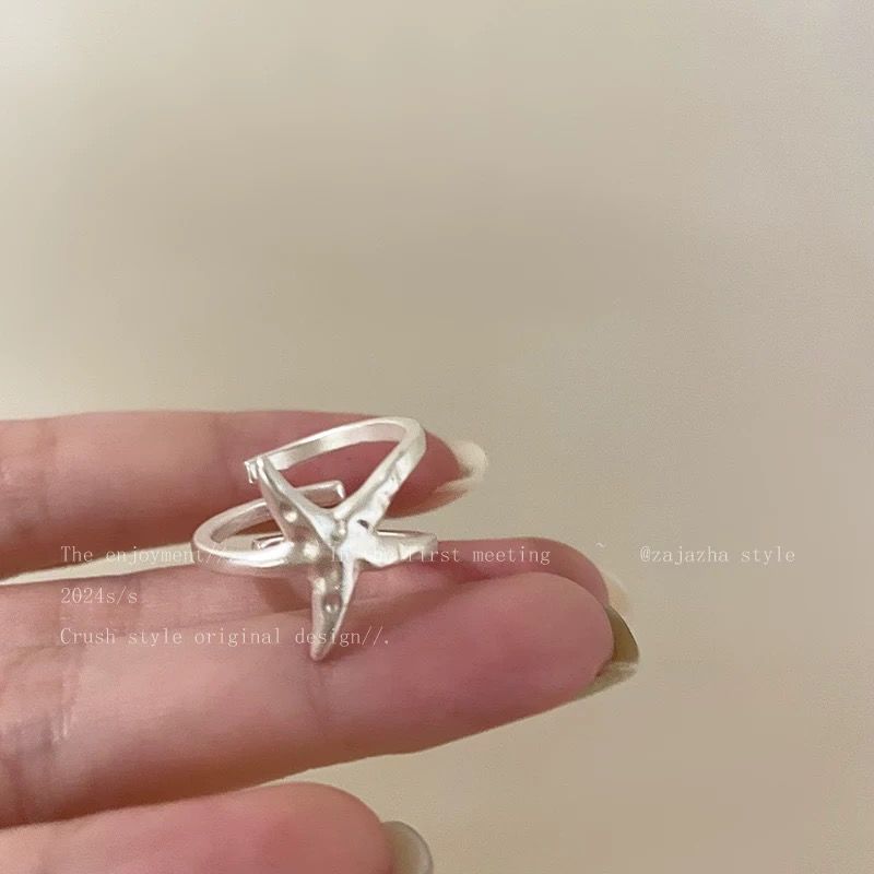 Holiday Wind Starfish Open Ring Women's Summer Niche Versatile Index Finger Ring Fashion Personality Design Adjustable Ring
