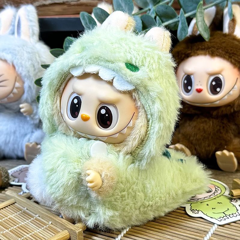Labubu vinyl clothes plush doll Labubu blind box POP MART 17cm pendant dinosaur set baby clothes