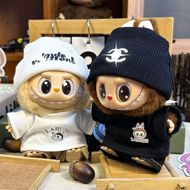 LABUBU17cm vinyl macaron labubu baby clothes first generation second generation blind box labubu change big name