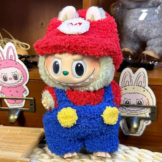 Labubu Clothes Vinyl Macaron Doll One and Two Generations Pendant Sit Party Mario Labubu Baby Clothes