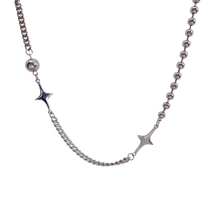 Minimalist Cold Style Stainless Steel Star Chain Necklace for Women Korean Simple Personality Versatile Elegant Choker Collarbone Chain
