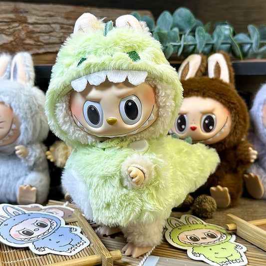 Labubu vinyl clothes plush doll Labubu blind box POP MART 17cm pendant dinosaur set baby clothes