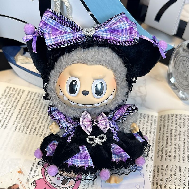 Labubuwa Cloakery Lomi Suit First and Second Generation Sitting Party 17cm Vinyl Plush Doll Clothes Skirt
