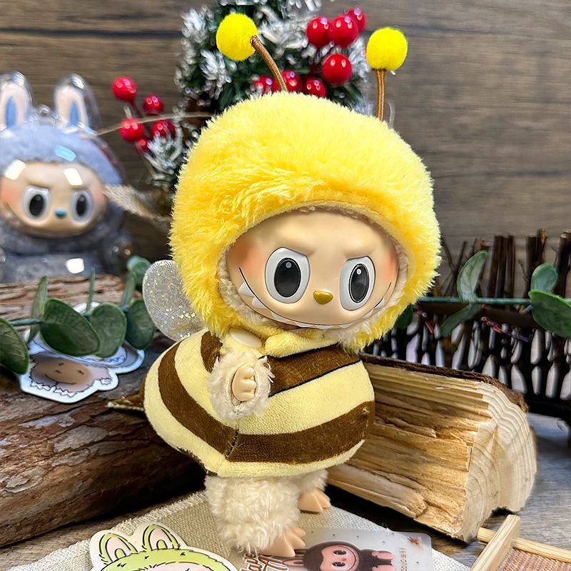 LABUBU Rabub vinyl pendant baby clothes bee hat baby clothes 15cm 17cm