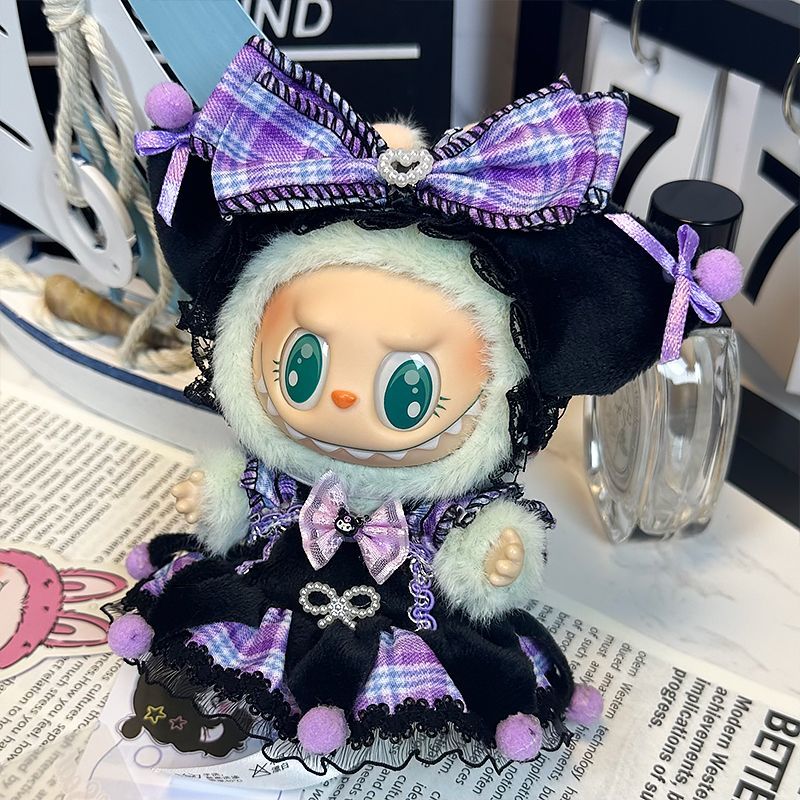 Labubuwa Cloakery Lomi Suit First and Second Generation Sitting Party 17cm Vinyl Plush Doll Clothes Skirt