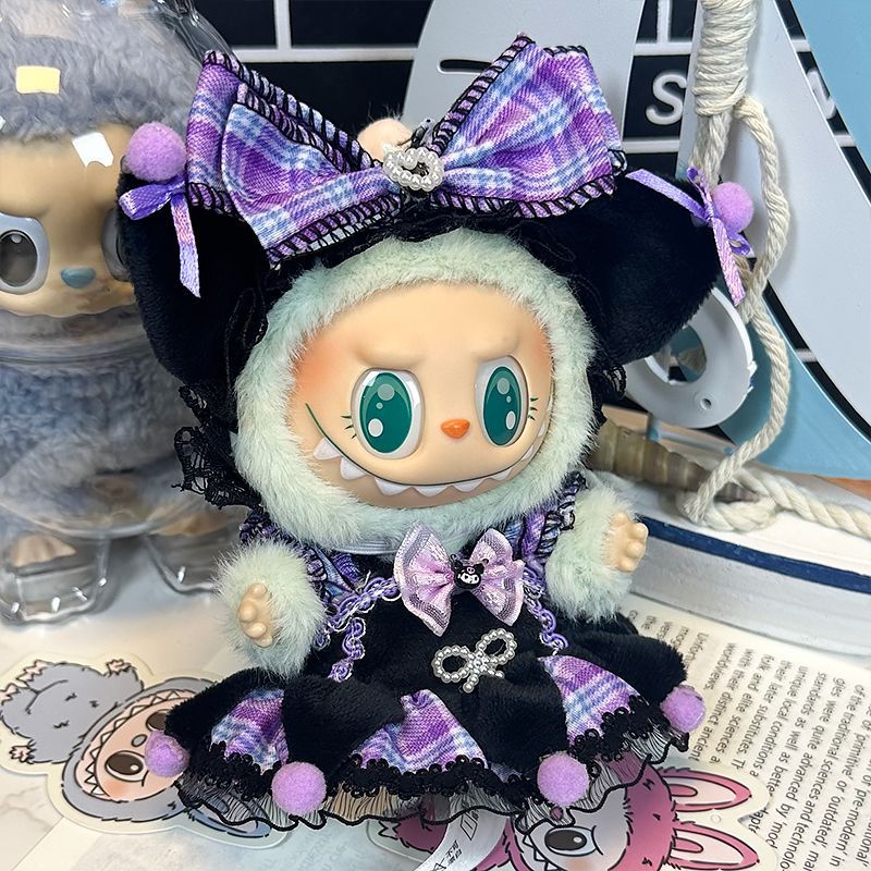 Labubuwa Cloakery Lomi Suit First and Second Generation Sitting Party 17cm Vinyl Plush Doll Clothes Skirt